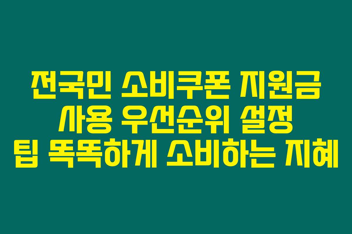 전국민 소비쿠폰 지원금 사용 우선순위 설정 팁 똑똑하게 소비하는 지혜