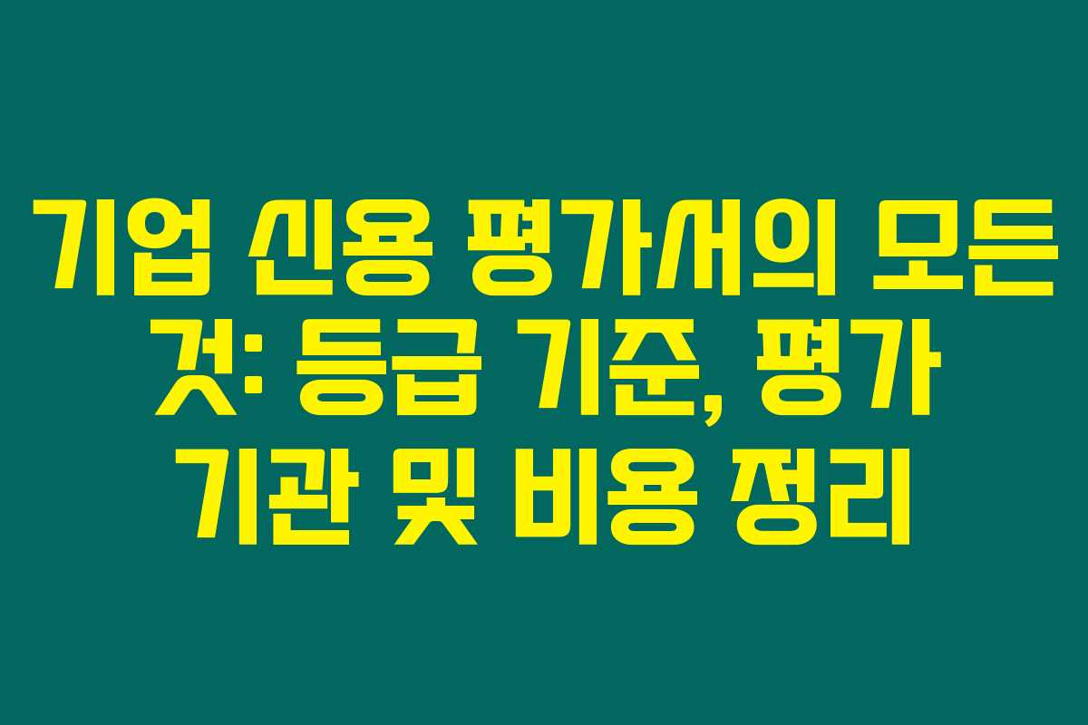기업 신용 평가서의 모든 것: 등급 기준, 평가 기관 및 비용 정리