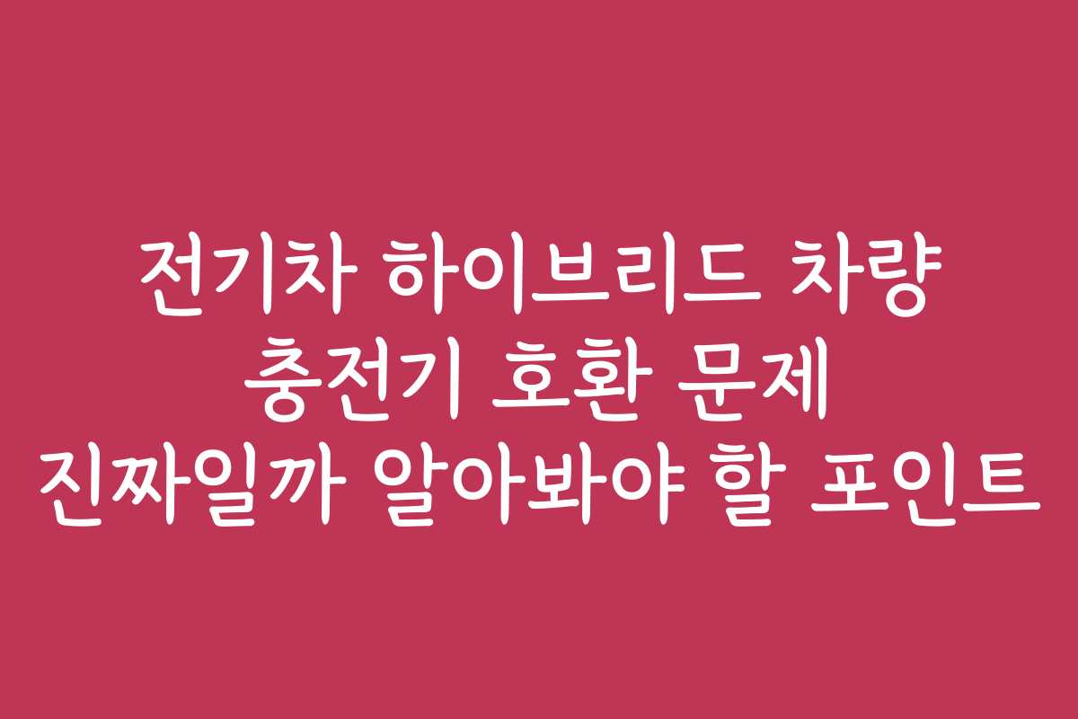 전기차 하이브리드 차량 충전기 호환 문제 진짜일까 알아봐야 할 포인트