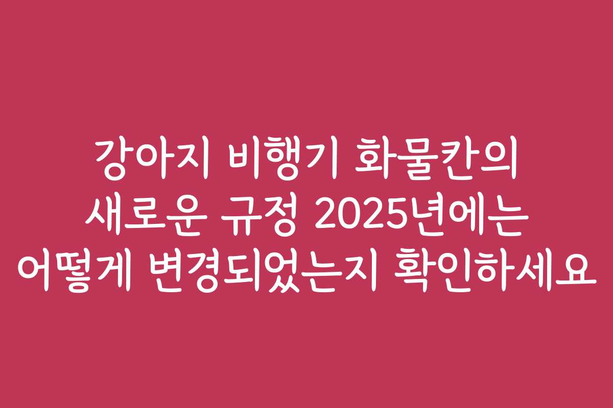 강아지 비행기 화물칸의 새로운 규정 2025년에는 어떻게 변경되었는지 확인하세요