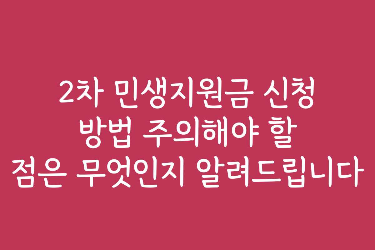 2차 민생지원금 신청 방법 주의해야 할 점은 무엇인지 알려드립니다