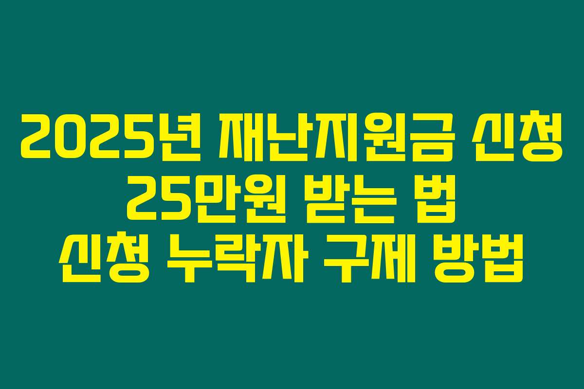 2025년 재난지원금 신청 25만원 받는 법 신청 누락자 구제 방법