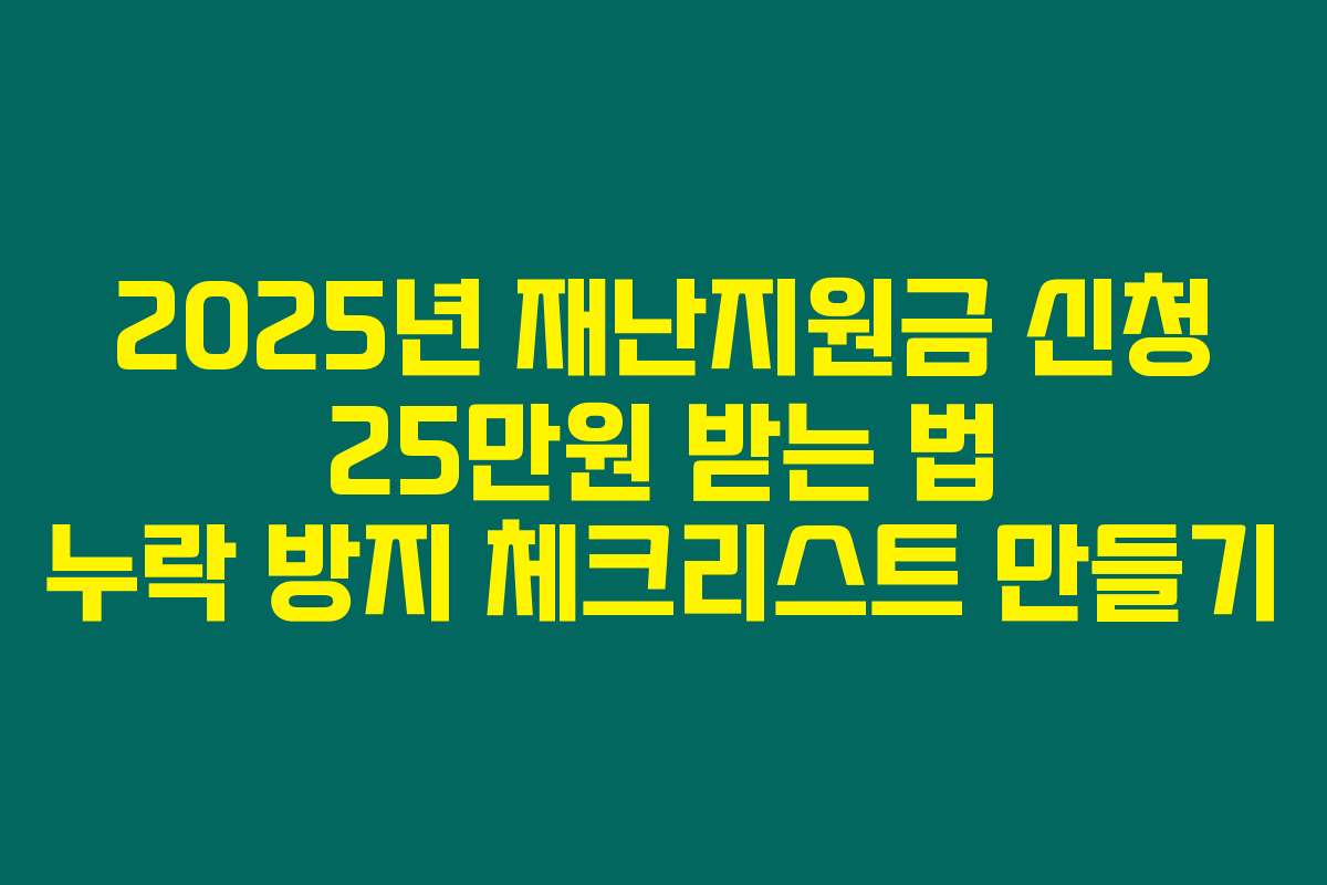 2025년 재난지원금 신청 25만원 받는 법 누락 방지 체크리스트 만들기