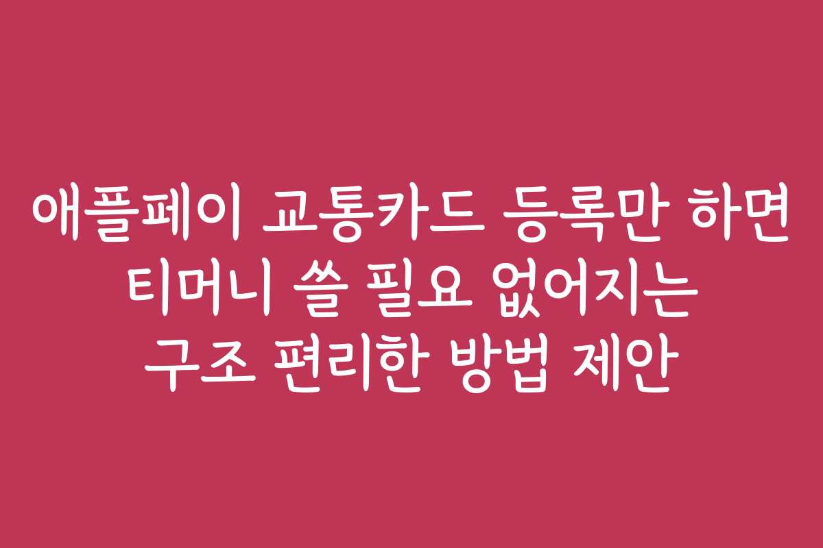 애플페이 교통카드 등록만 하면 티머니 쓸 필요 없어지는 구조 편리한 방법 제안