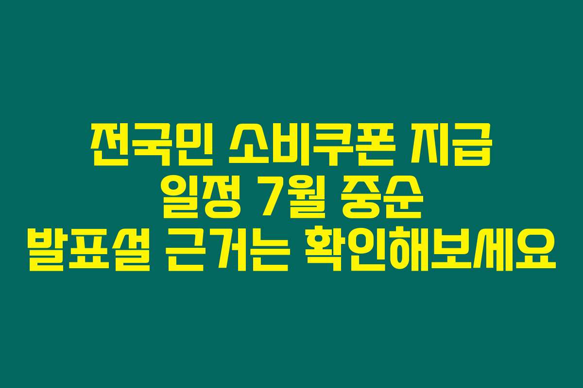 전국민 소비쿠폰 지급 일정 7월 중순 발표설 근거는 확인해보세요