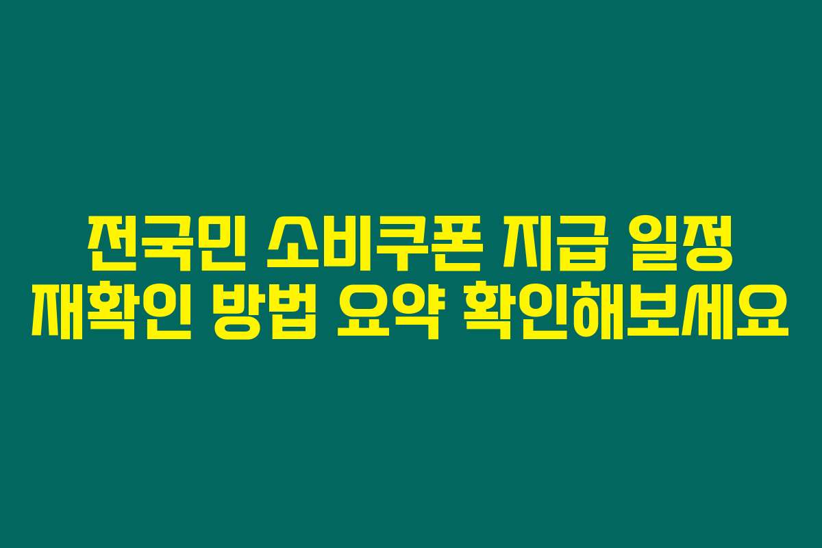 전국민 소비쿠폰 지급 일정 재확인 방법 요약 확인해보세요