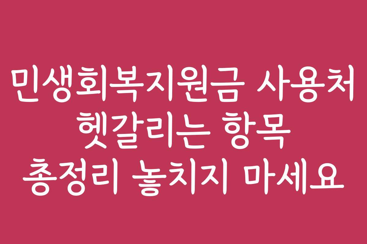 민생회복지원금 사용처 헷갈리는 항목 총정리 놓치지 마세요