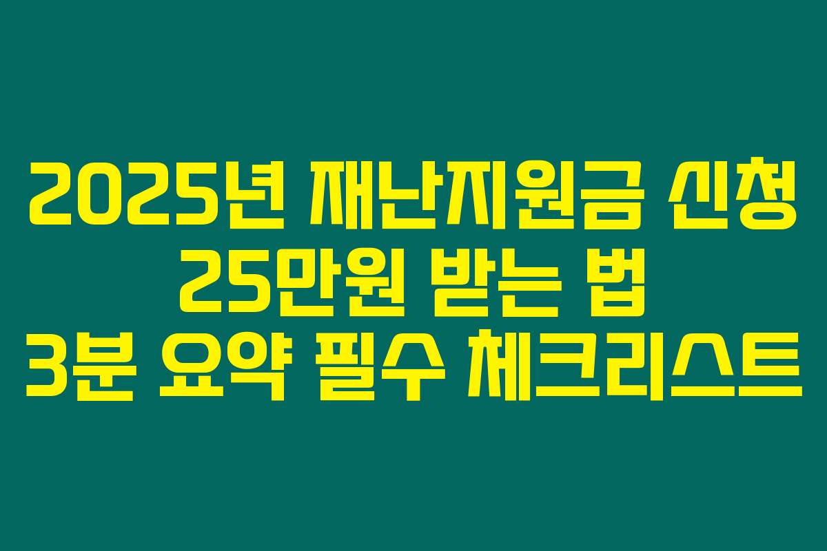 2025년 재난지원금 신청 25만원 받는 법 3분 요약 필수 체크리스트