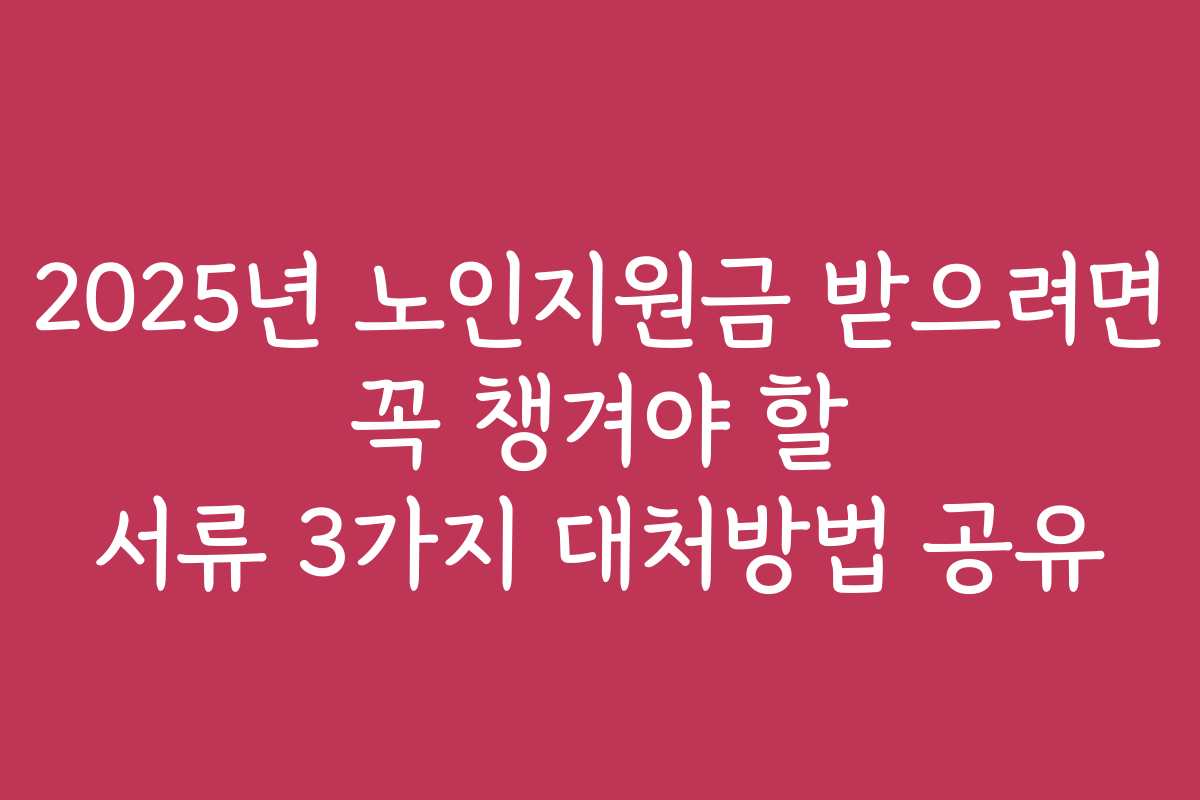 2025년 노인지원금 받으려면 꼭 챙겨야 할 서류 3가지 대처방법 공유