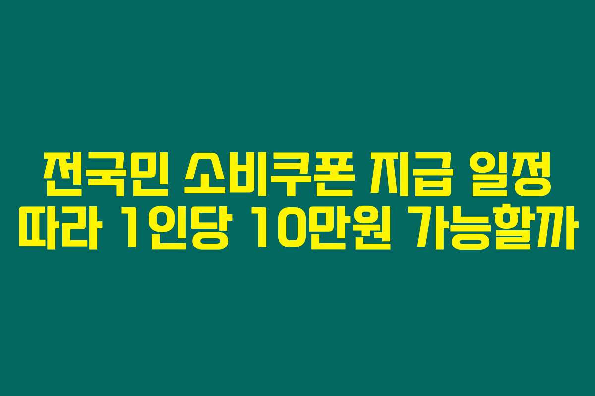 전국민 소비쿠폰 지급 일정 따라 1인당 10만원 가능할까