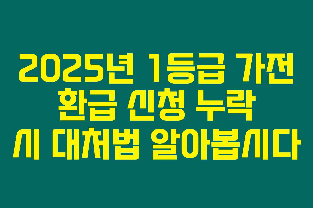 2025년 1등급 가전 환급 신청 누락 시 대처법 알아봅시다