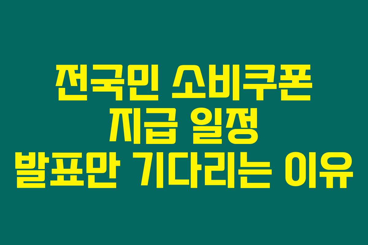 전국민 소비쿠폰 지급 일정 발표만 기다리는 이유