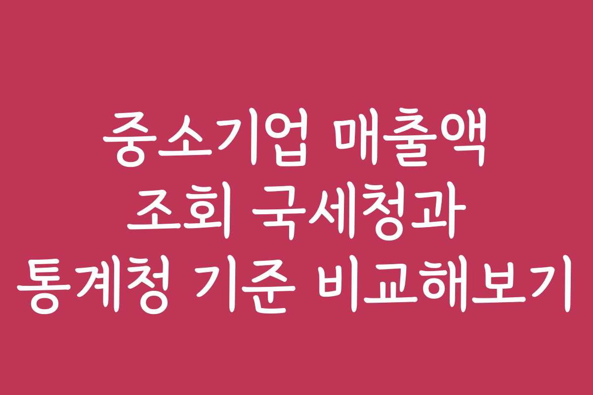 중소기업 매출액 조회 국세청과 통계청 기준 비교해보기