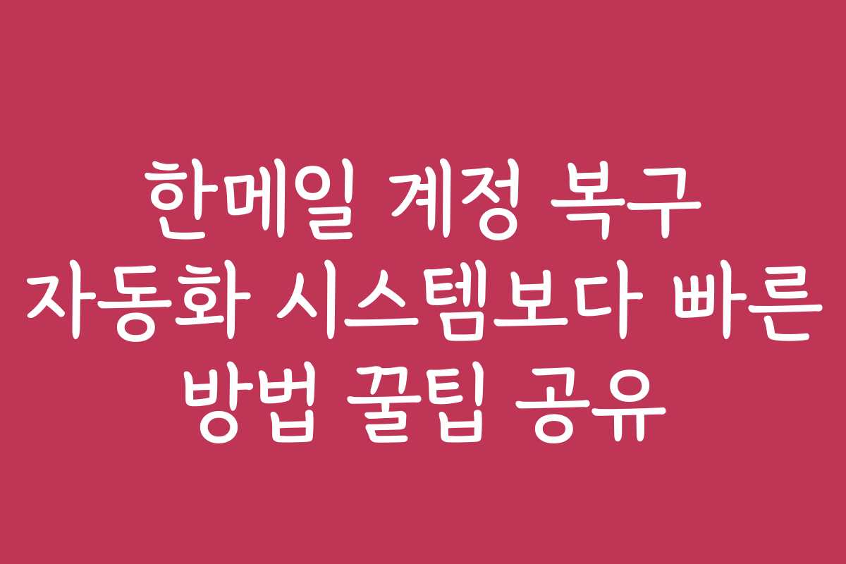 한메일 계정 복구 자동화 시스템보다 빠른 방법 꿀팁 공유