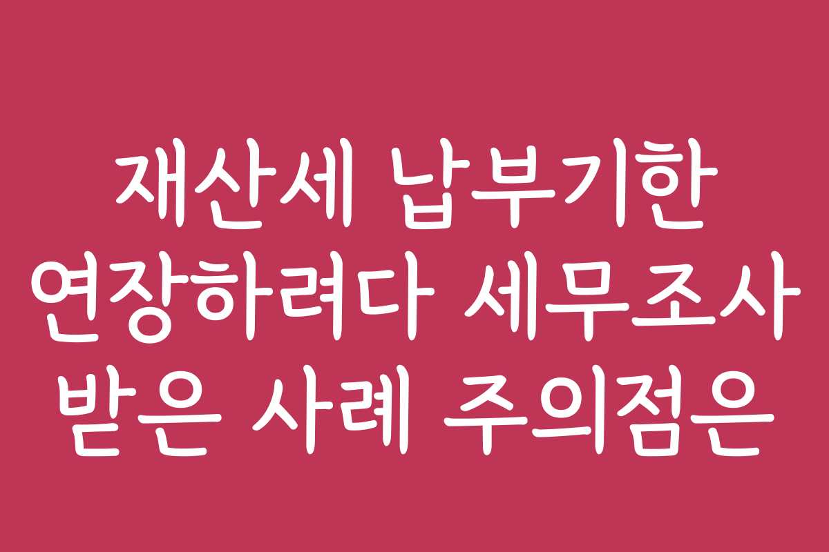 재산세 납부기한 연장하려다 세무조사 받은 사례 주의점은
