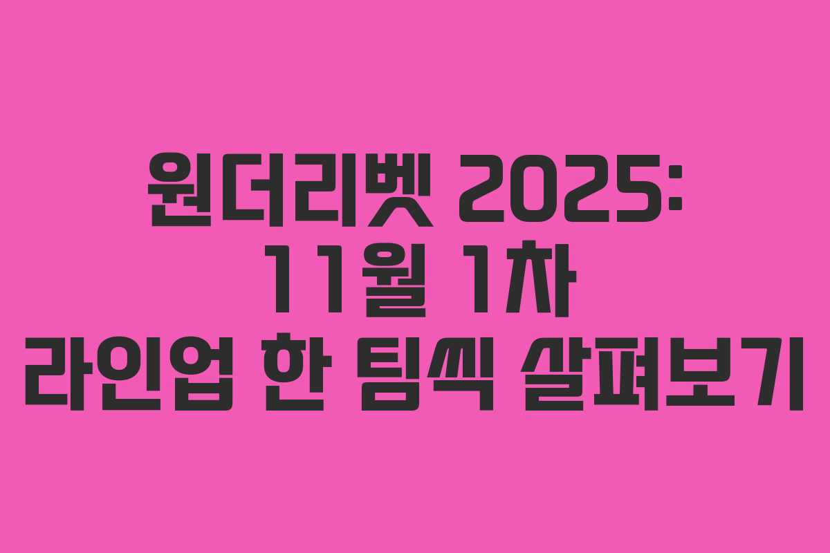 원더리벳 2025: 11월 1차 라인업 한 팀씩 살펴보기