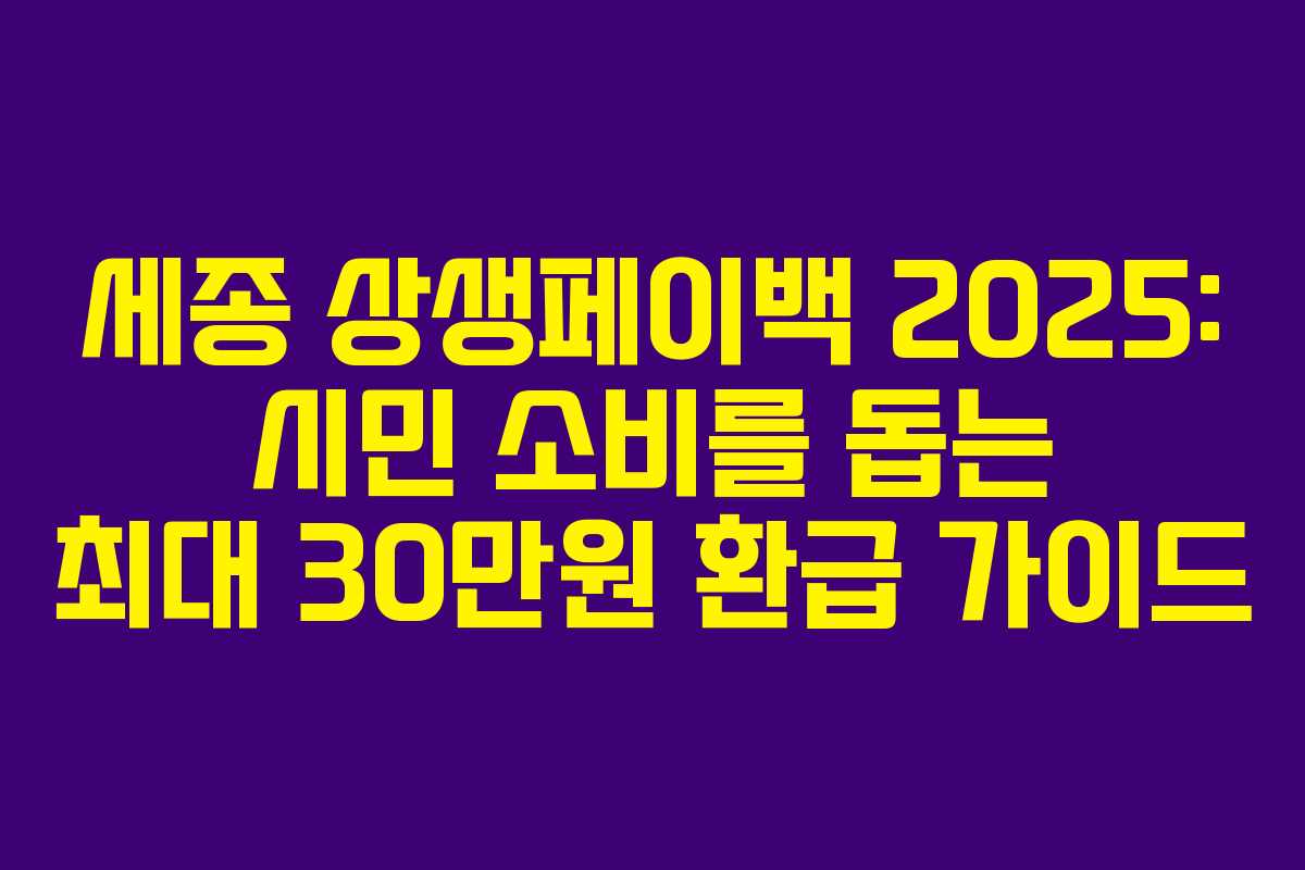 세종 상생페이백 2025: 시민 소비를 돕는 최대 30만원 환급 가이드