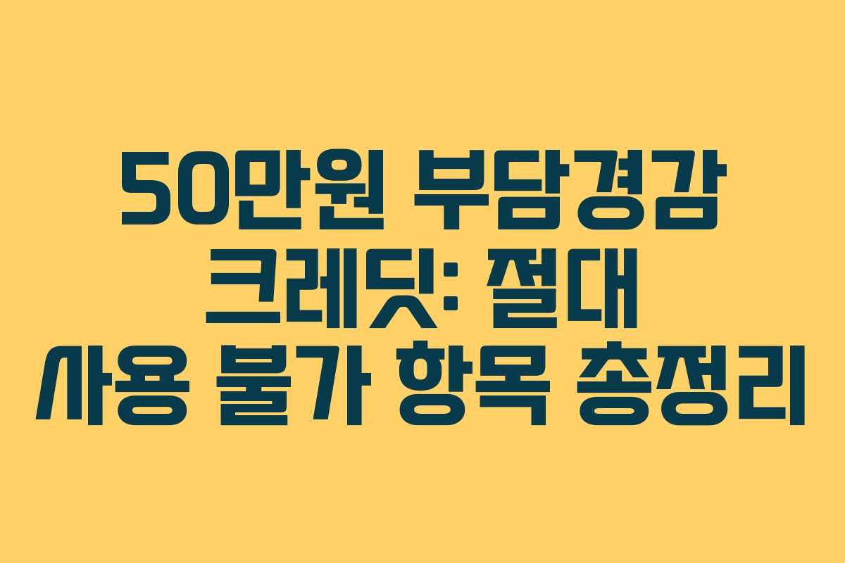 50만원 부담경감 크레딧: 절대 사용 불가 항목 총정리