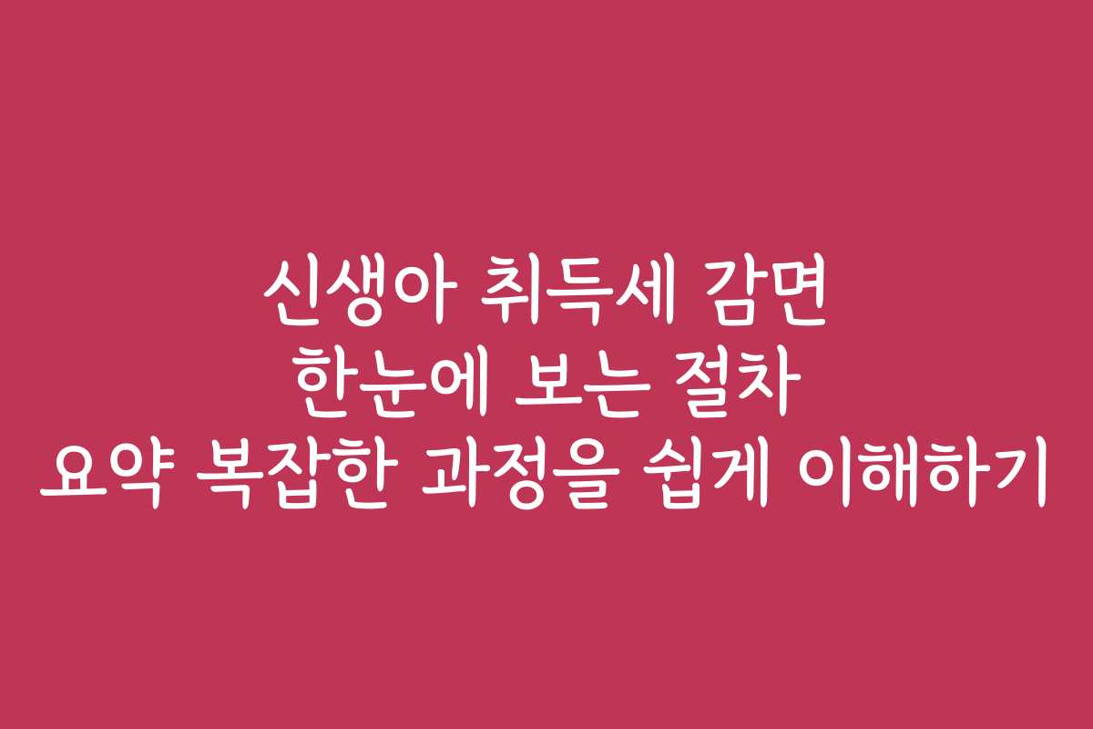 신생아 취득세 감면 한눈에 보는 절차 요약 복잡한 과정을 쉽게 이해하기