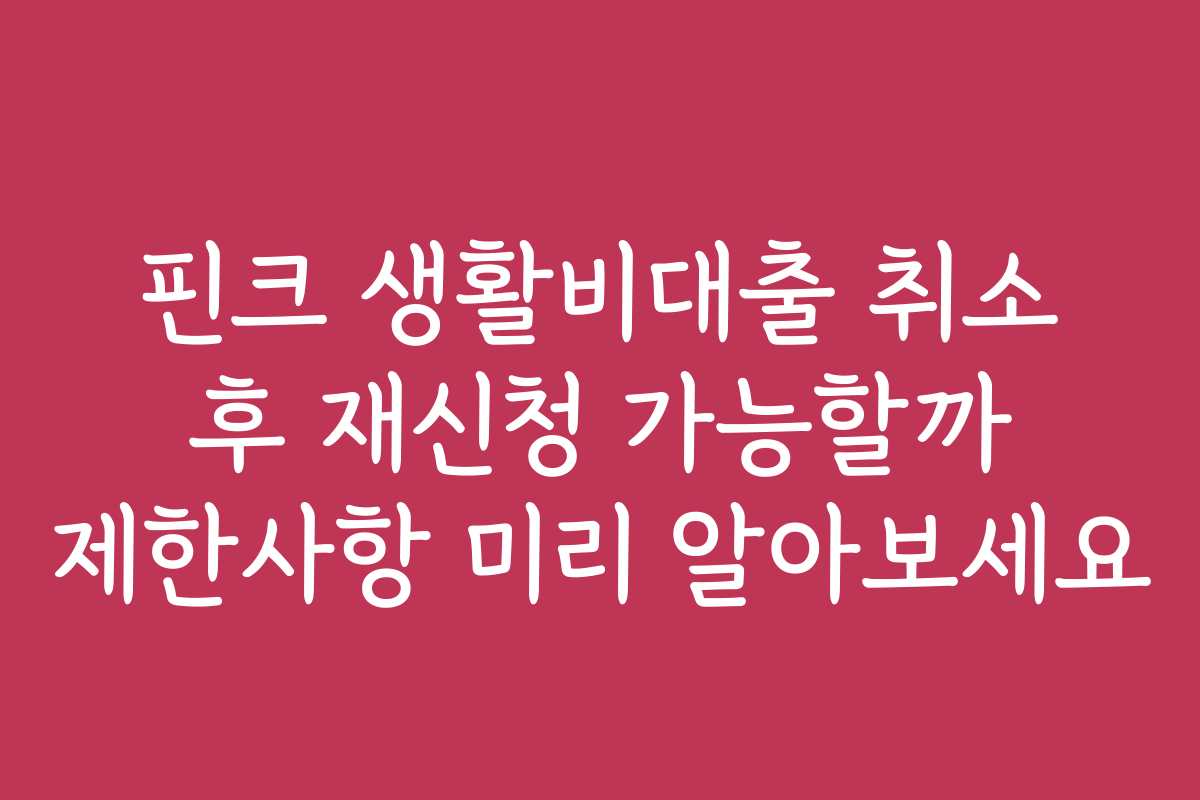 핀크 생활비대출 취소 후 재신청 가능할까 제한사항 미리 알아보세요