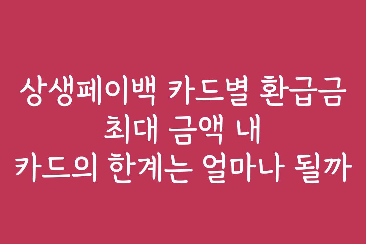 상생페이백 카드별 환급금 최대 금액 내 카드의 한계는 얼마나 될까
