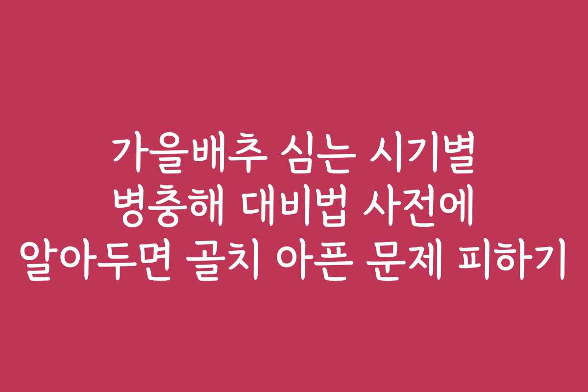 가을배추 심는 시기별 병충해 대비법 사전에 알아두면 골치 아픈 문제 피하기