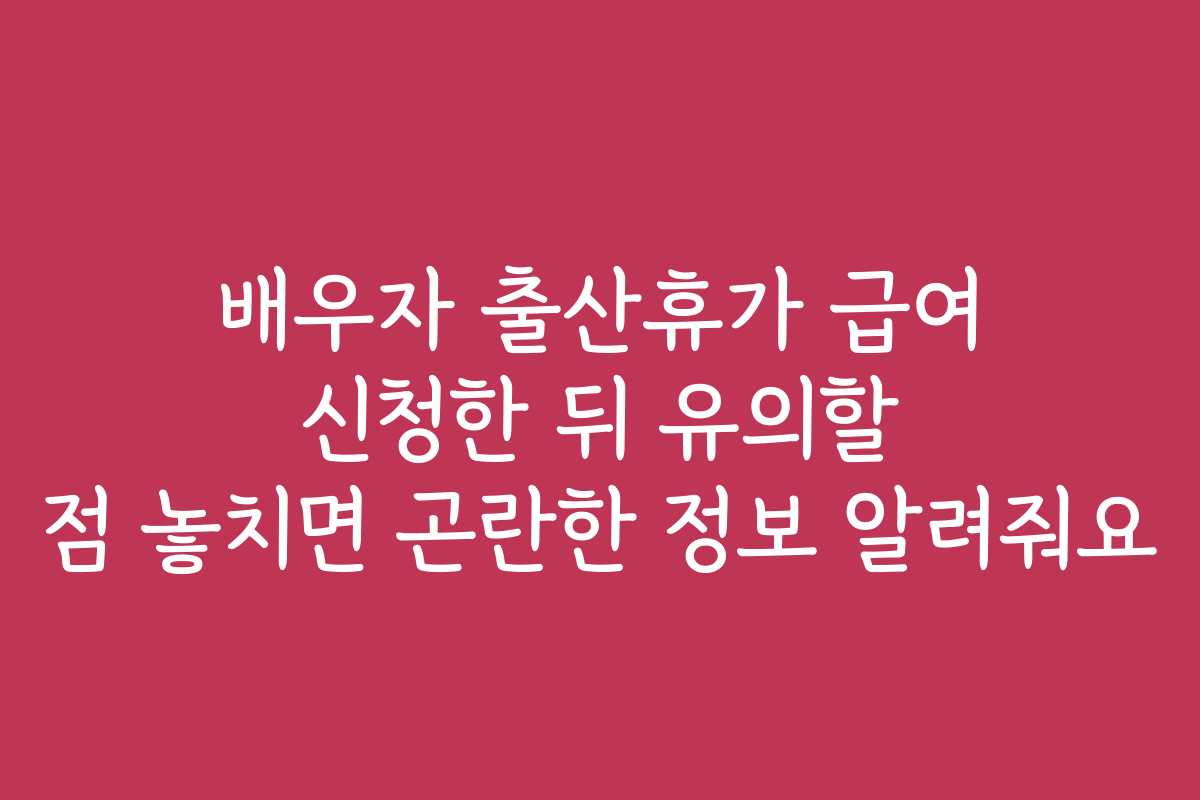 배우자 출산휴가 급여 신청한 뒤 유의할 점 놓치면 곤란한 정보 알려줘요