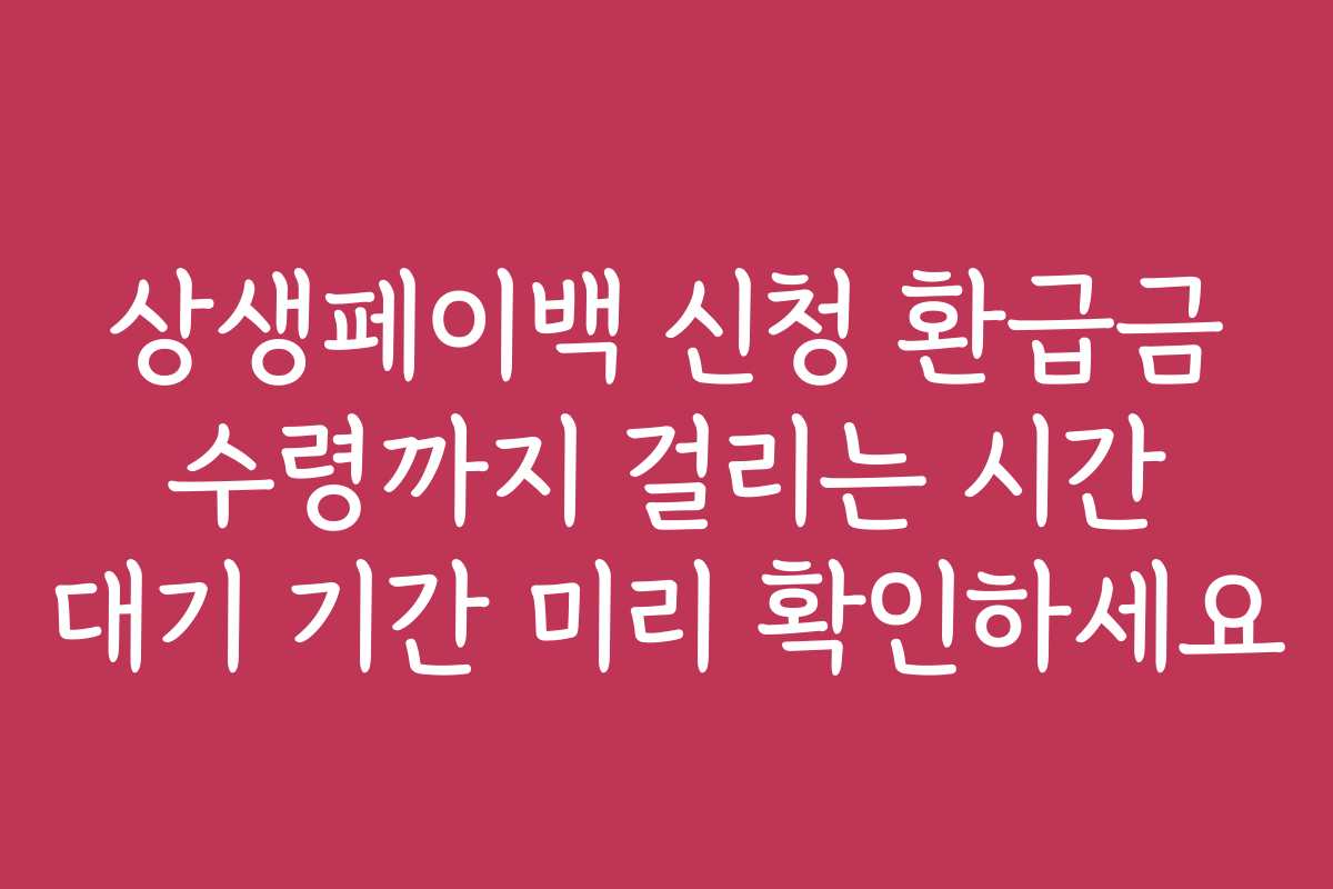 상생페이백 신청 환급금 수령까지 걸리는 시간 대기 기간 미리 확인하세요