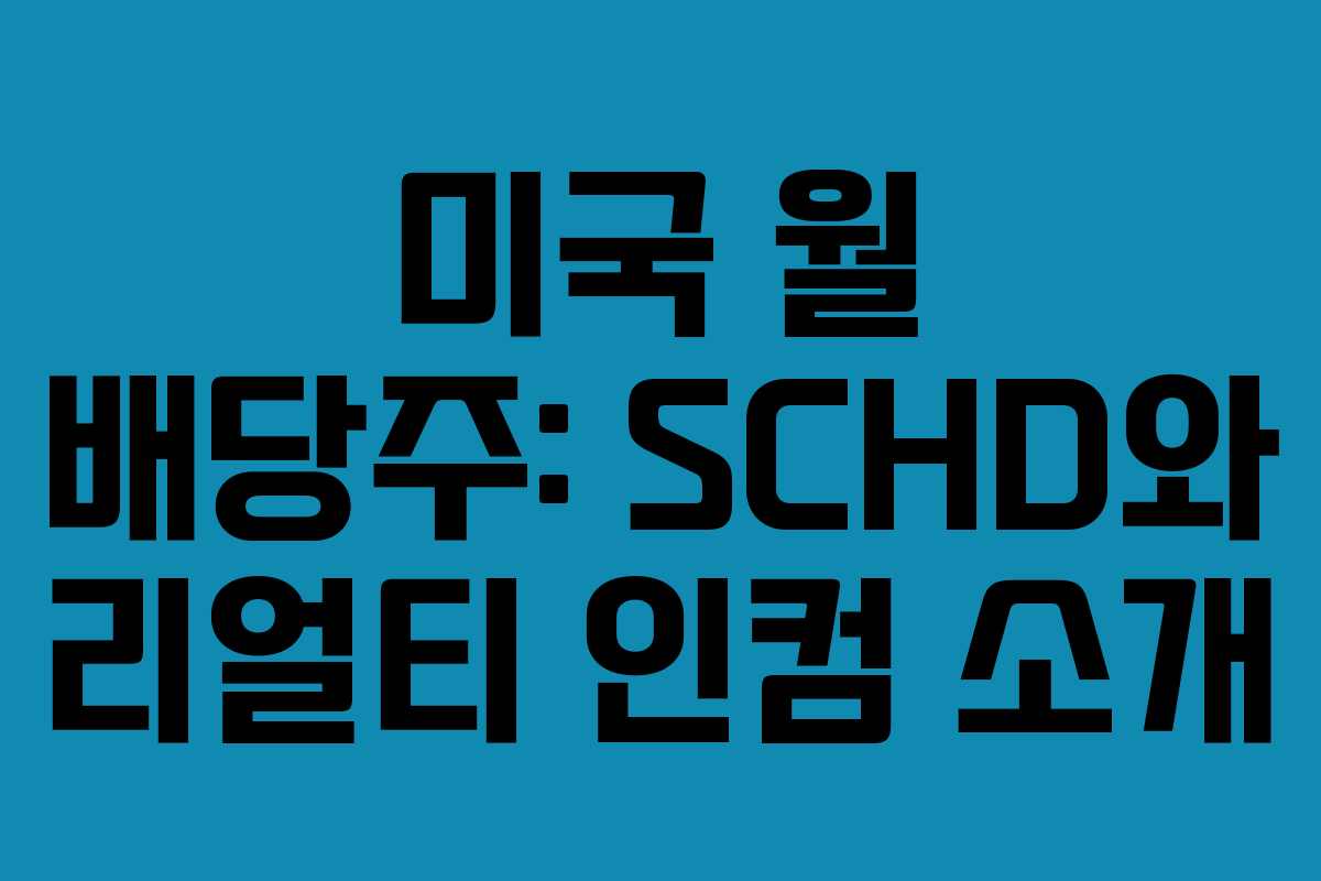 미국 월 배당주: SCHD와 리얼티 인컴 소개