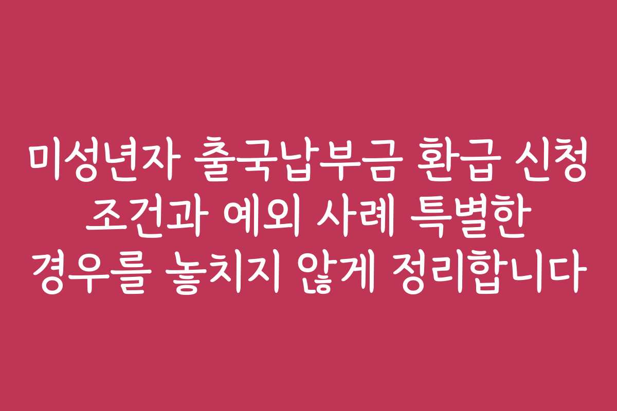 미성년자 출국납부금 환급 신청 조건과 예외 사례 특별한 경우를 놓치지 않게 정리합니다