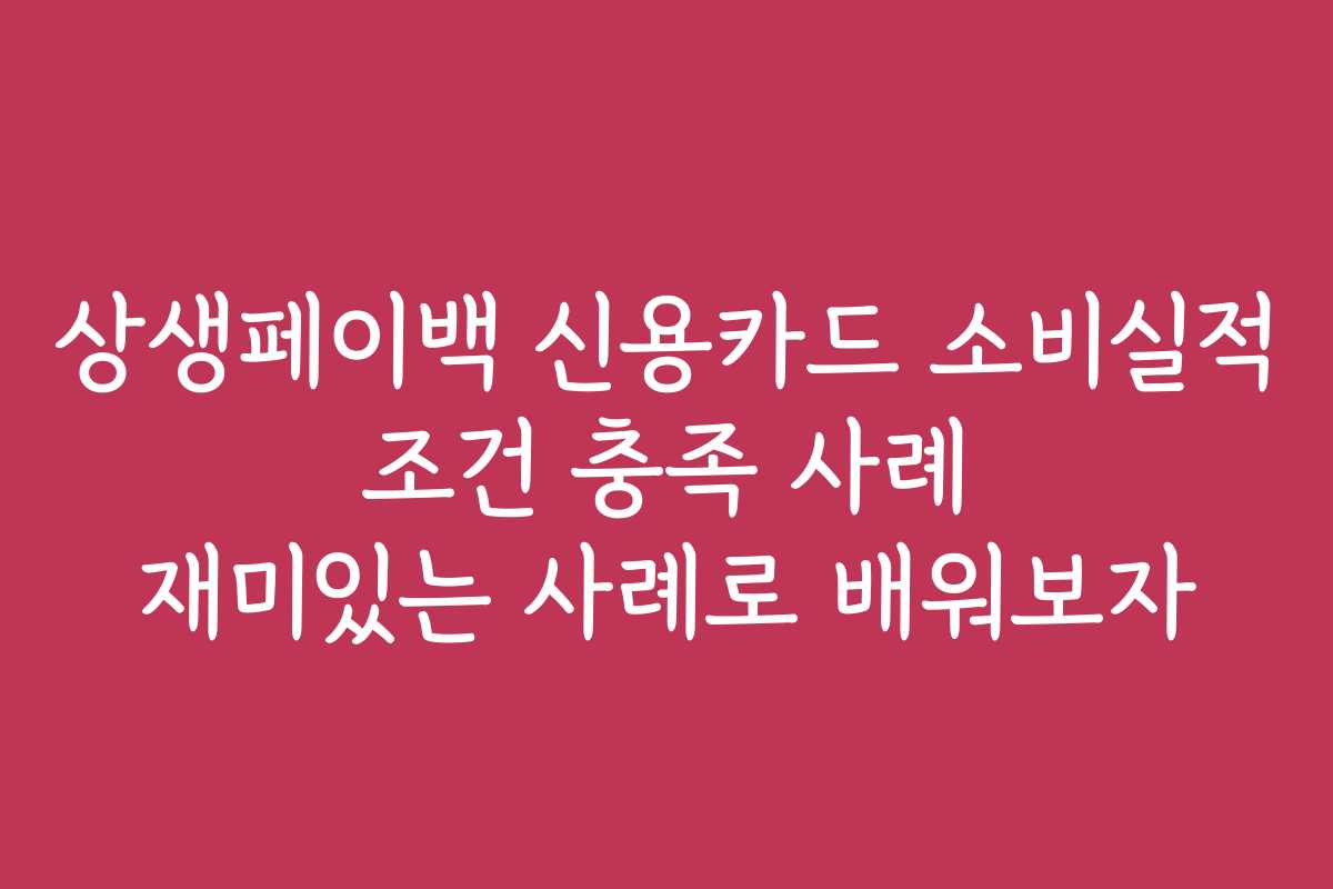 상생페이백 신용카드 소비실적 조건 충족 사례 재미있는 사례로 배워보자