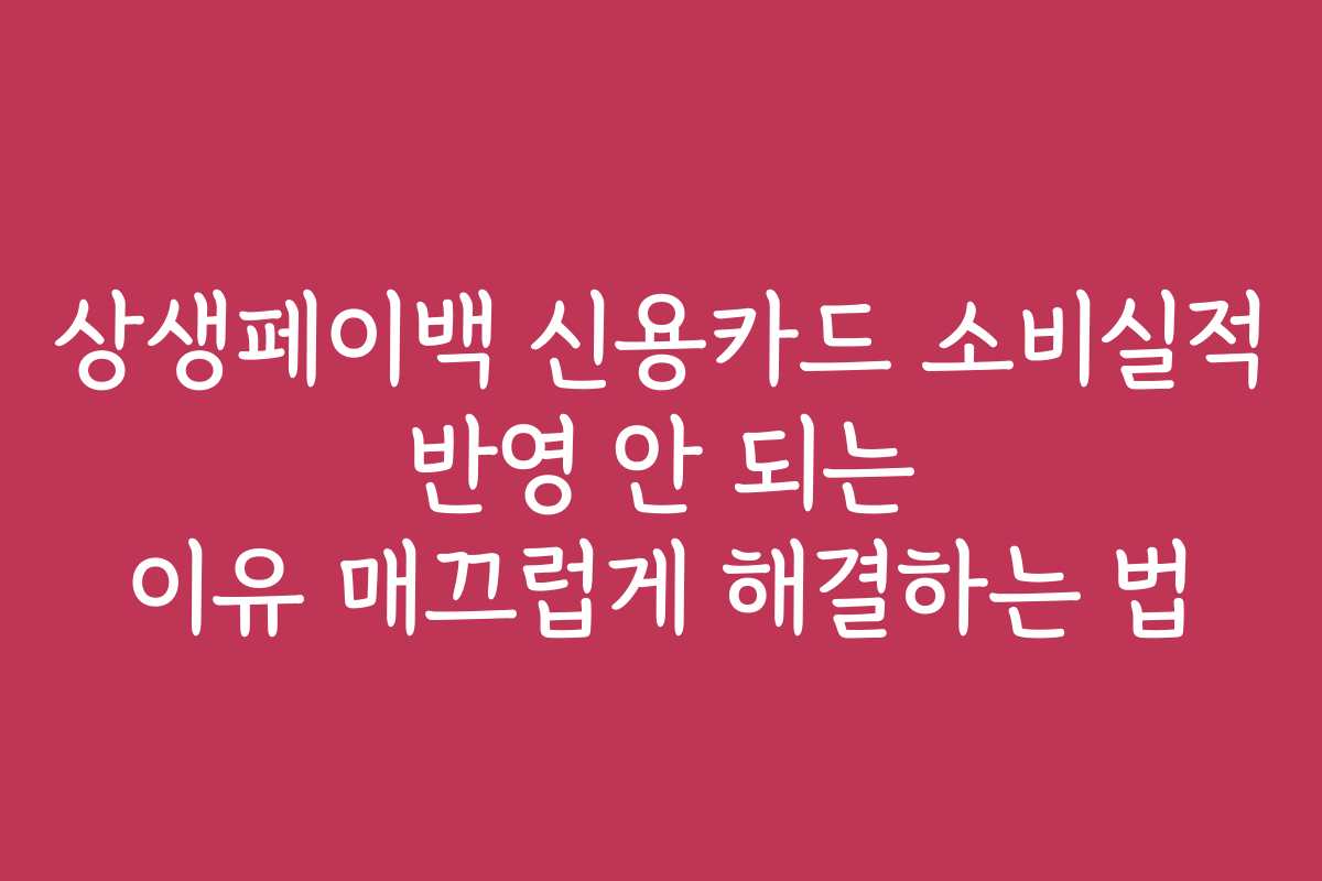 상생페이백 신용카드 소비실적 반영 안 되는 이유 매끄럽게 해결하는 법