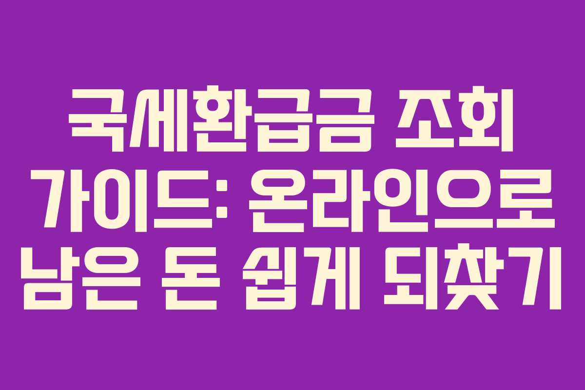 국세환급금 조회 가이드: 온라인으로 남은 돈 쉽게 되찾기