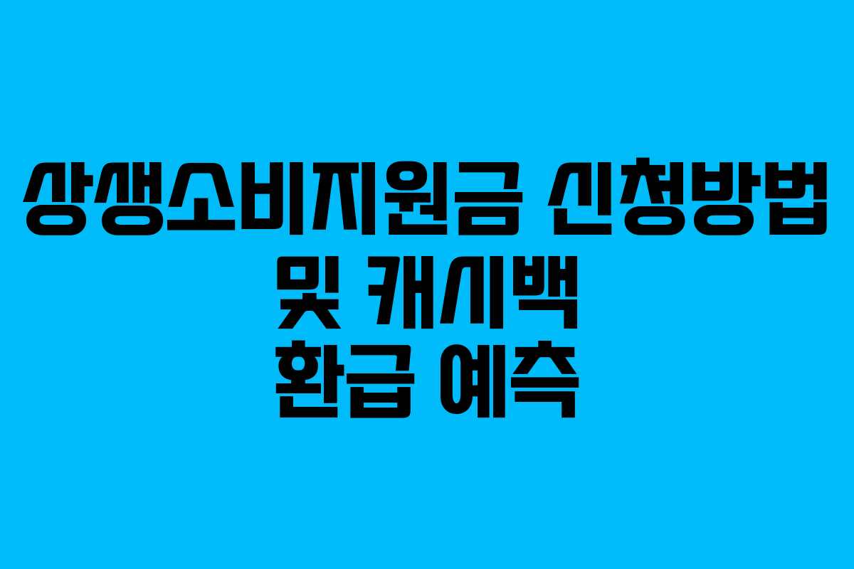 상생소비지원금 신청방법 및 캐시백 환급 예측