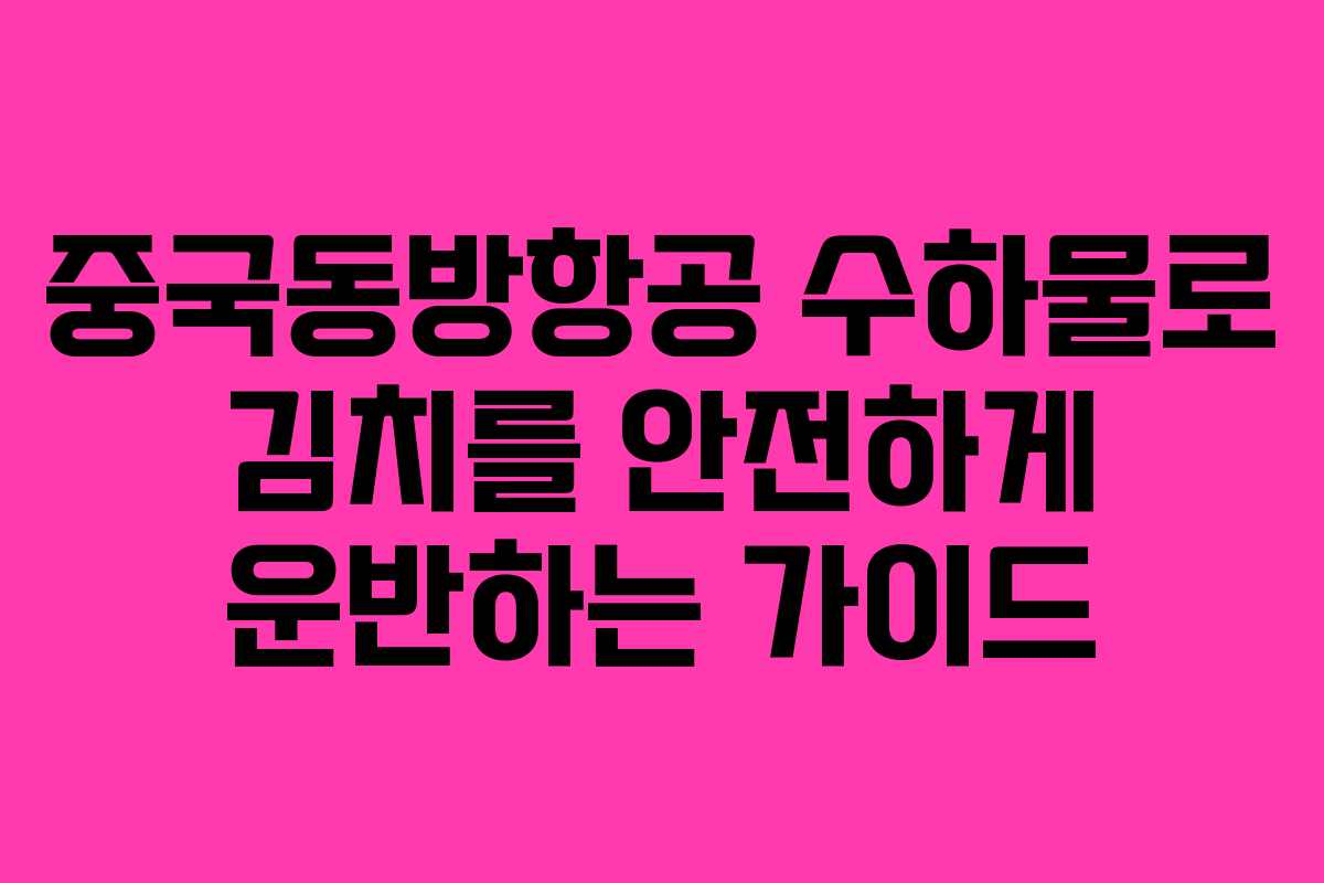 중국동방항공 수하물로 김치를 안전하게 운반하는 가이드