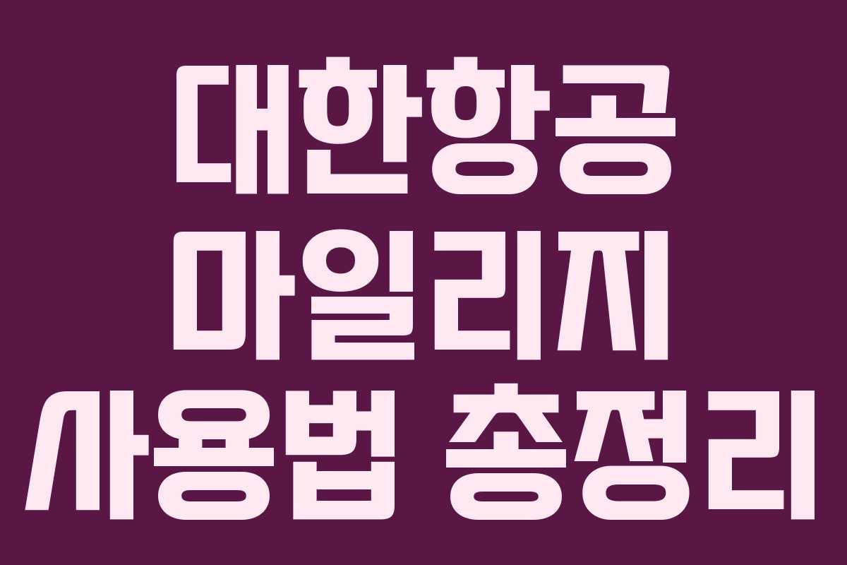 대한항공 마일리지 사용법 총정리