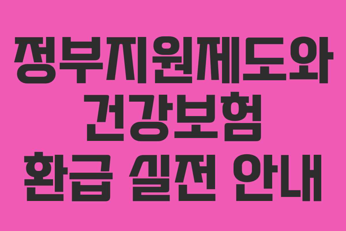 정부지원제도와 건강보험 환급 실전 안내