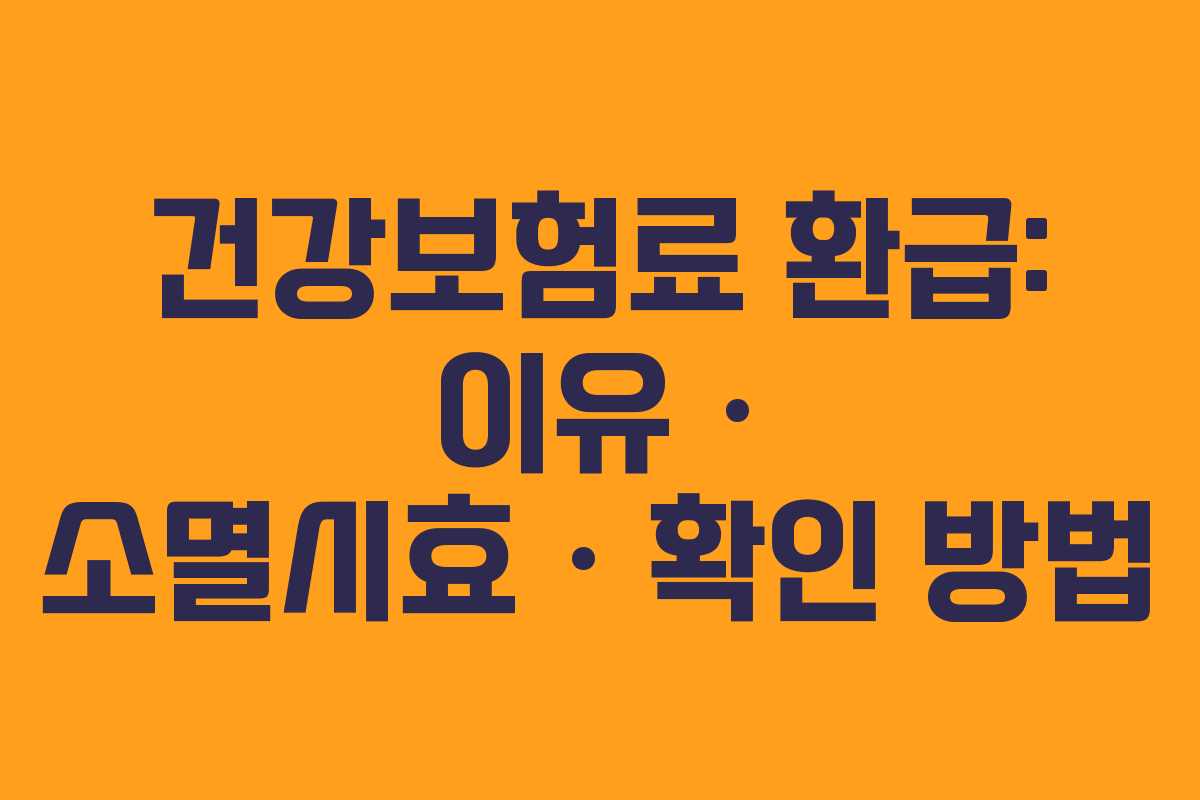 건강보험료 환급: 이유 · 소멸시효 · 확인 방법