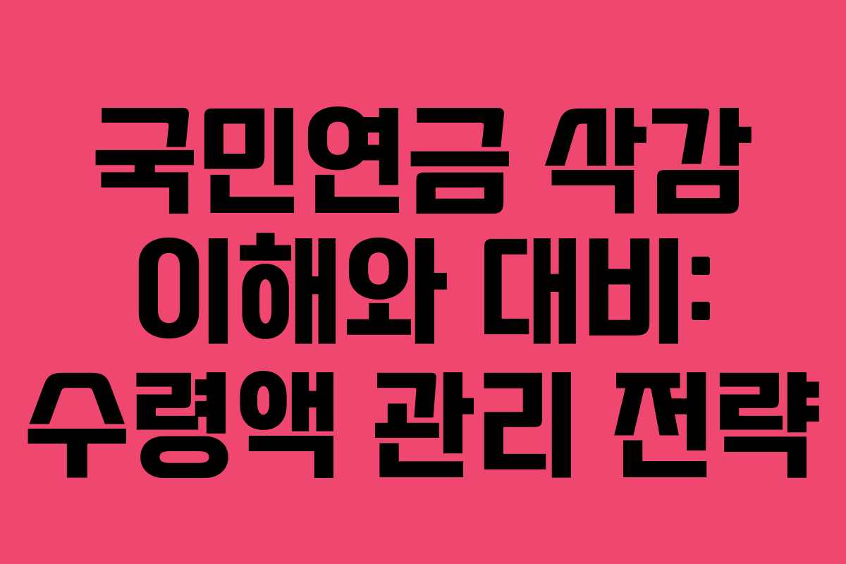 국민연금 삭감 이해와 대비: 수령액 관리 전략