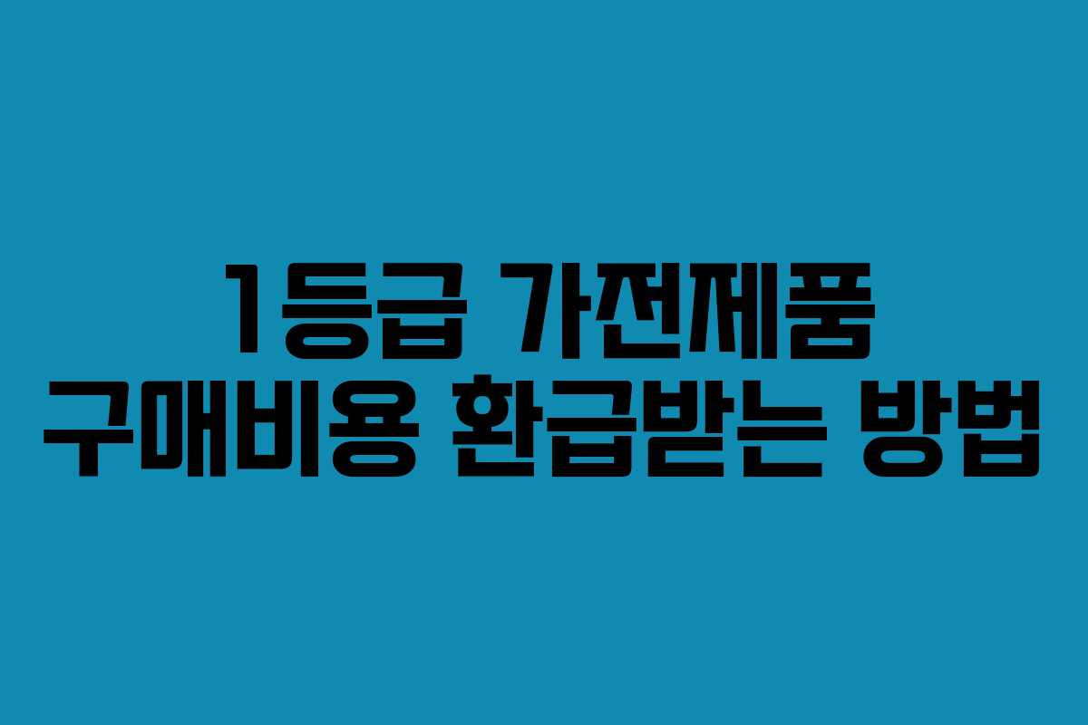 1등급 가전제품 구매비용 환급받는 방법