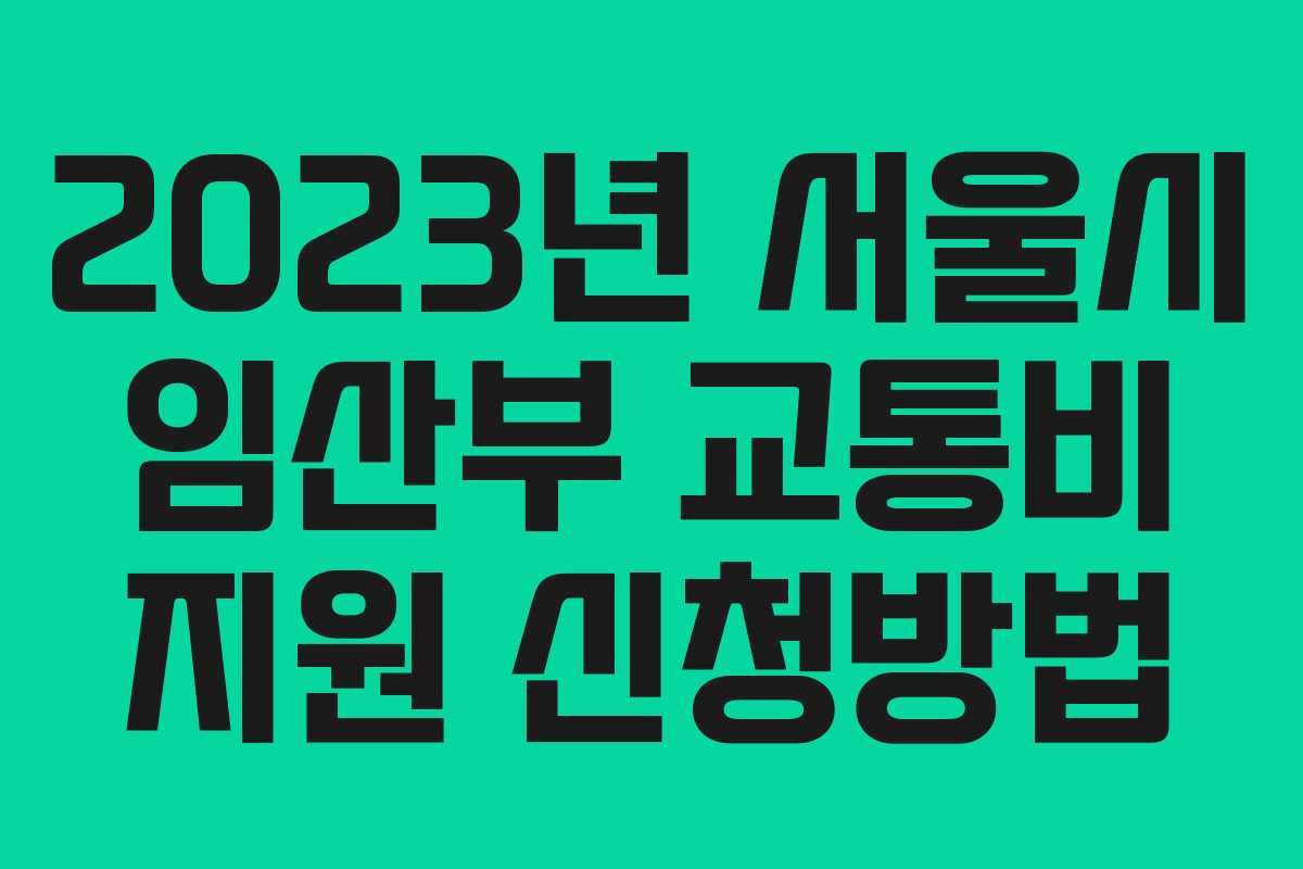 2023년 서울시 임산부 교통비 지원 신청방법