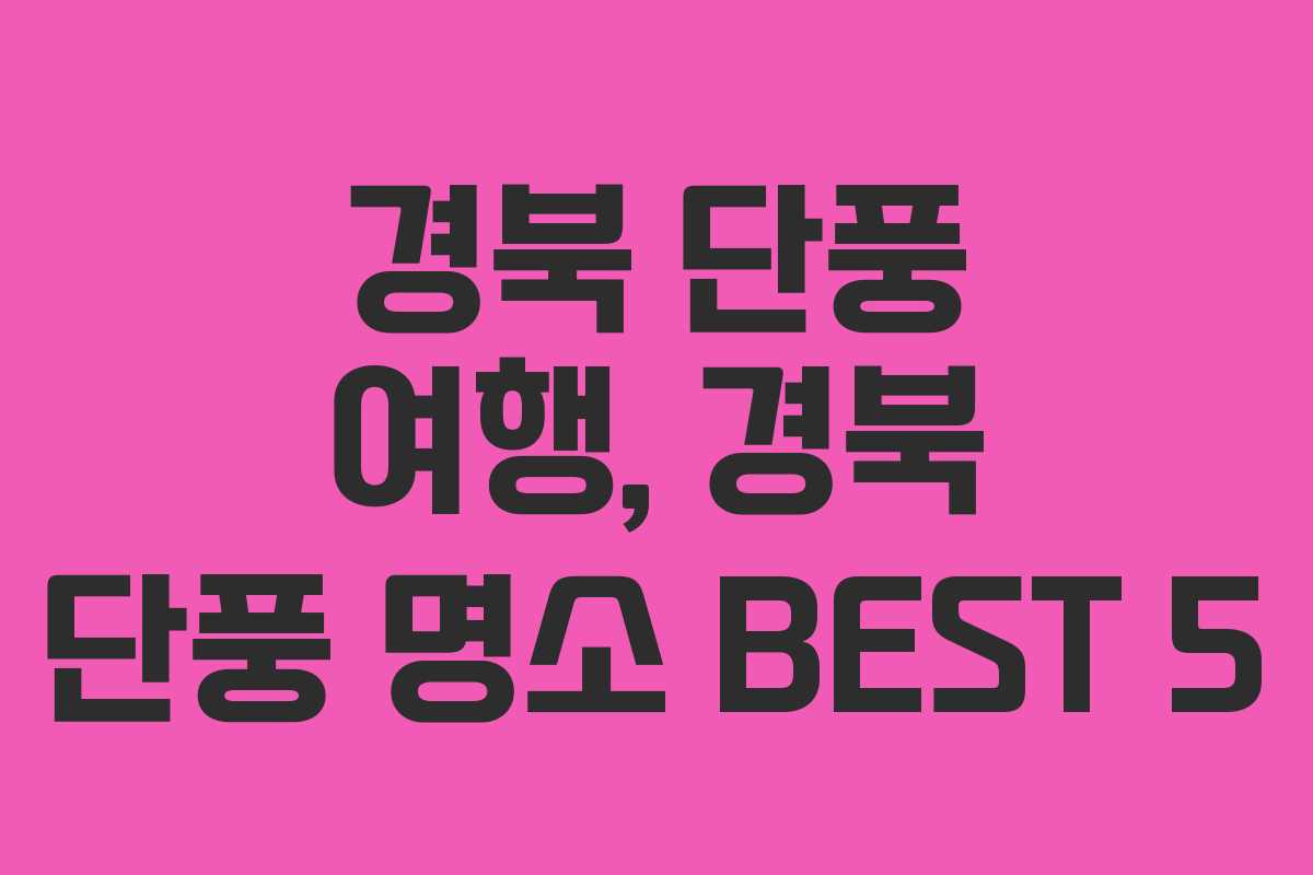 경북 단풍 여행, 경북 단풍 명소 BEST 5