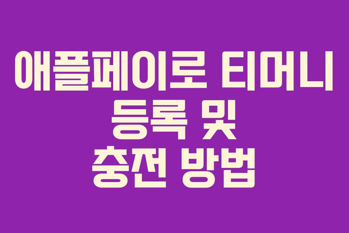 애플페이로 티머니 등록 및 충전 방법