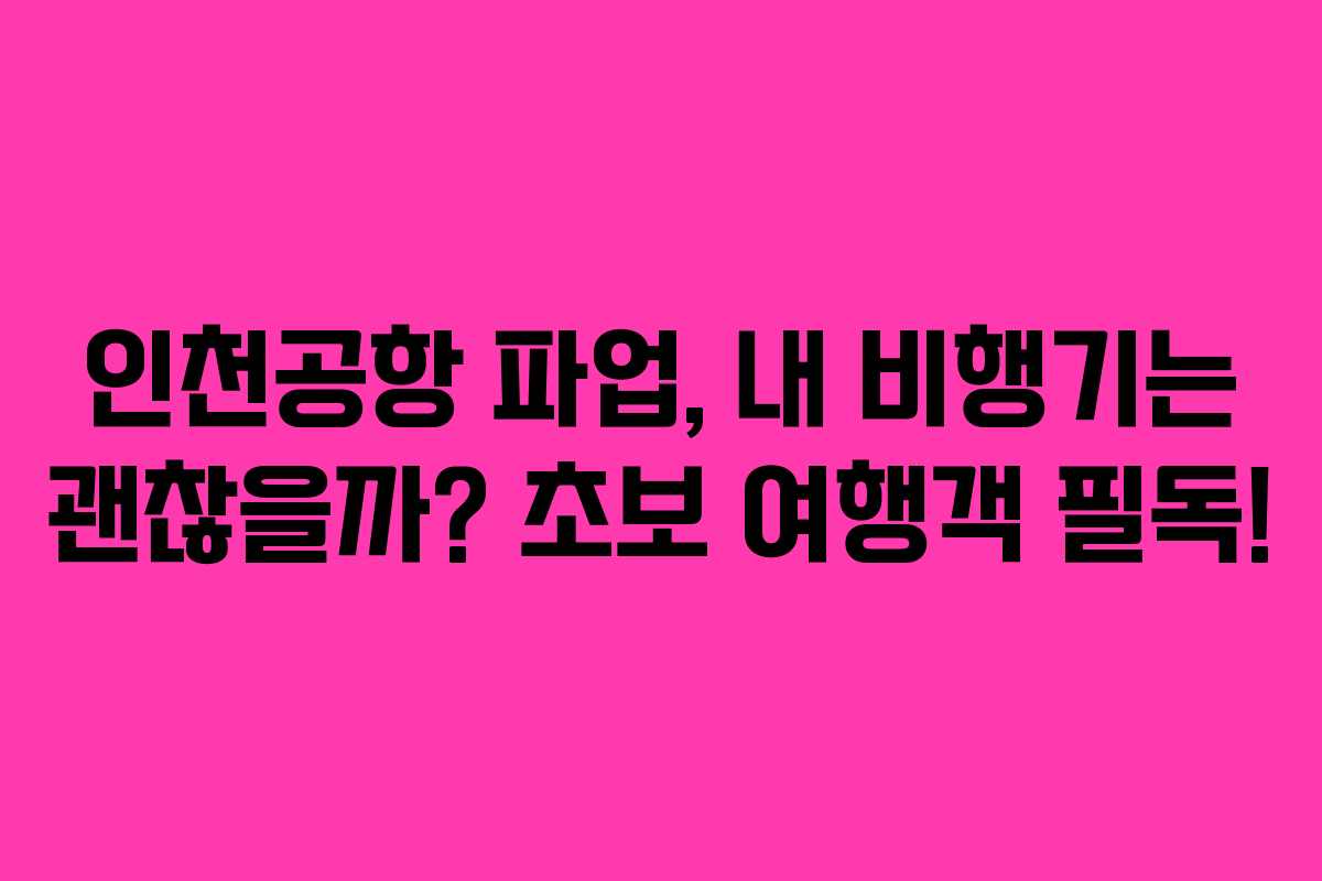 인천공항 파업, 내 비행기는 괜찮을까? 초보 여행객 필독!
