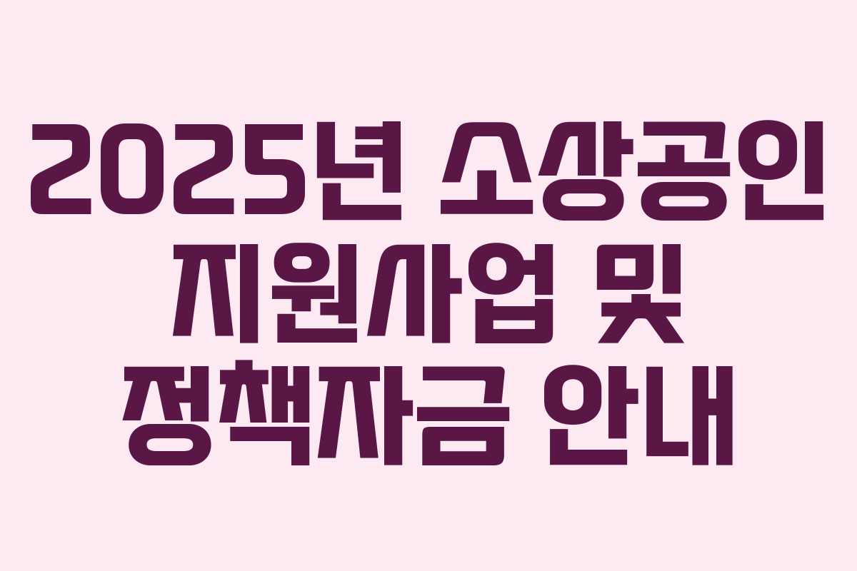2025년 소상공인 지원사업 및 정책자금 안내