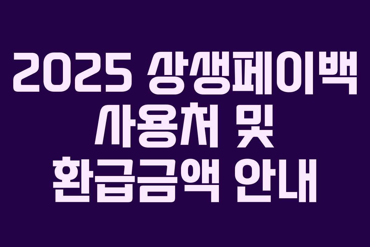 2025 상생페이백 사용처 및 환급금액 안내 2025 상생페이백 사용처 및 환급금액 안내