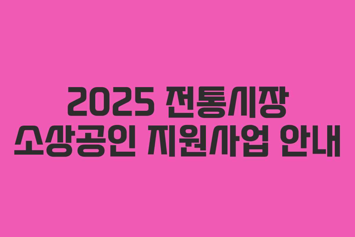 2025 전통시장 소상공인 지원사업 안내 2025 전통시장 소상공인 지원사업 안내