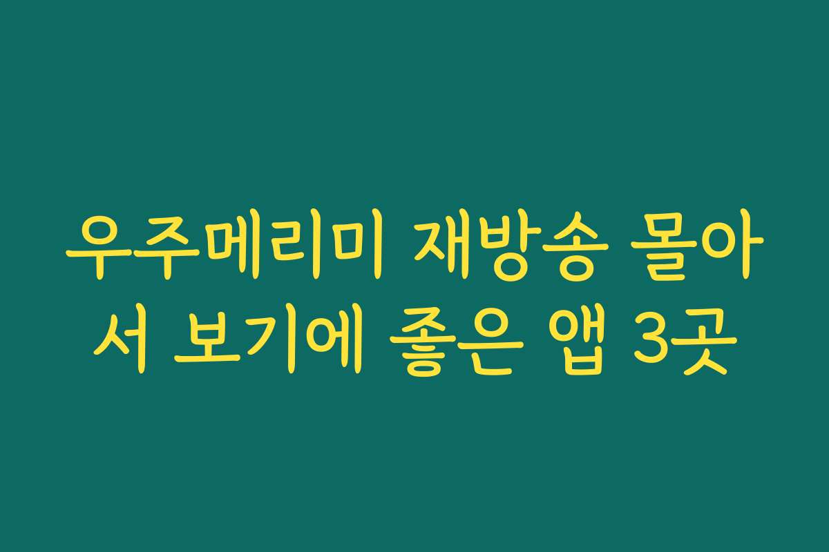 우주메리미 재방송 몰아서 보기에 좋은 앱 3곳 우주메리미 재방송 몰아서 보기에 좋은 앱 3곳
