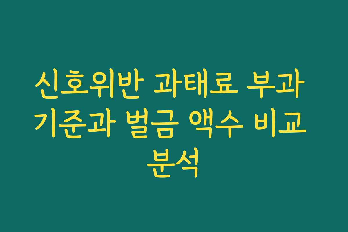 신호위반 과태료 부과 기준과 벌금 액수 비교 분석