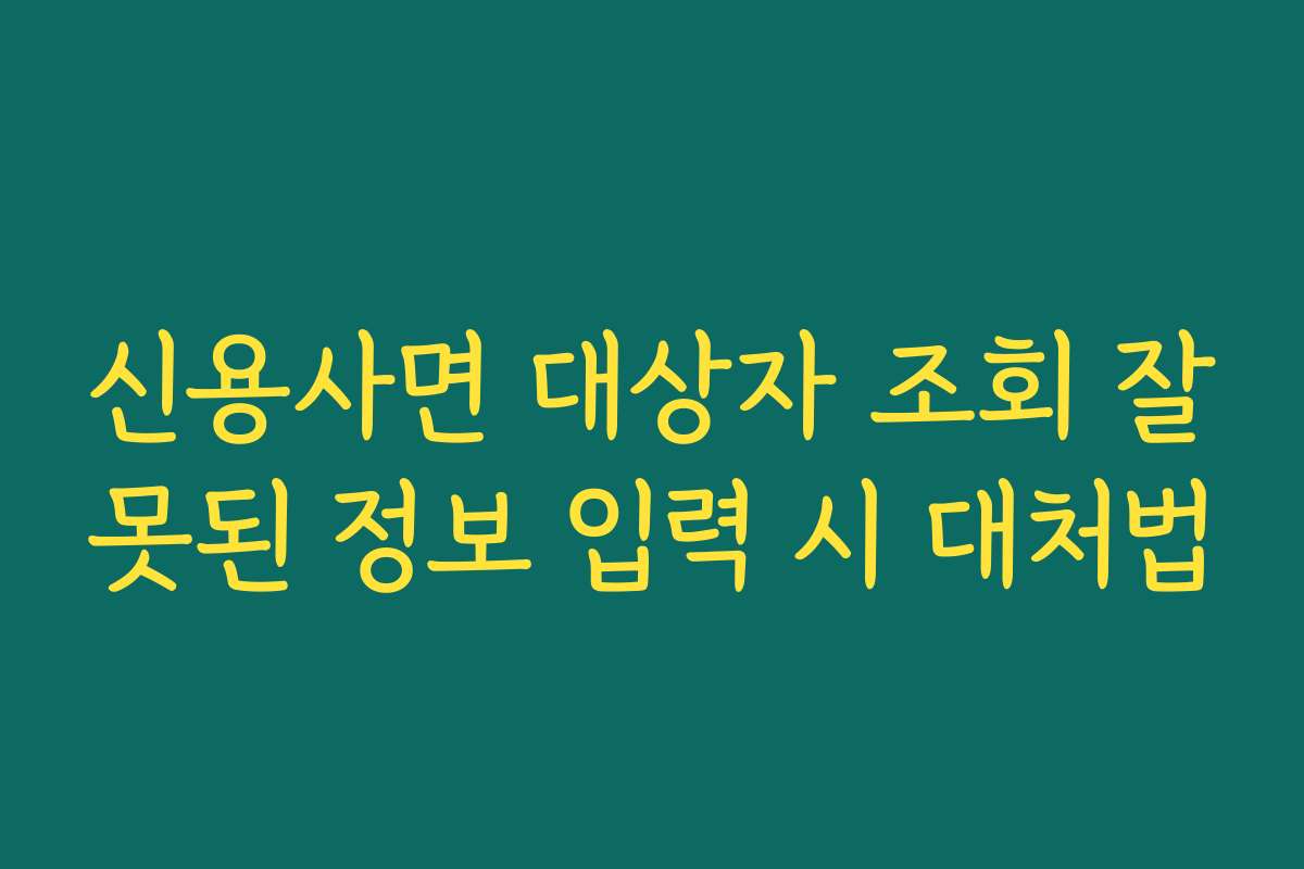 신용사면 대상자 조회 잘못된 정보 입력 시 대처법